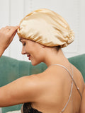 SilkSilky-UK Pure Silk Sleep Cap Champagne 001