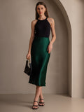 SilkSilky-UK 19Momme Pure Silk Skirt DarkGreen 006