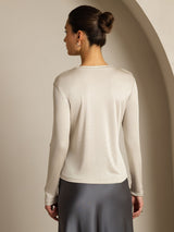 [Gray] SilkSilky-UK Long Sleeve Crew Neck Women's T-Shirt 002