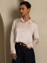 [Light Pink] SilkSilky-UK Long Sleeve Lapel Collar Women's Shirt 008