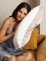 [LightGray+White] SilkSilky-UK 22Momme Pure Silk Pillowcase 002
