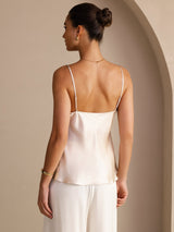 [Beige] SilkSilky-UK Spaghetti Strap V Neck Camisole 002