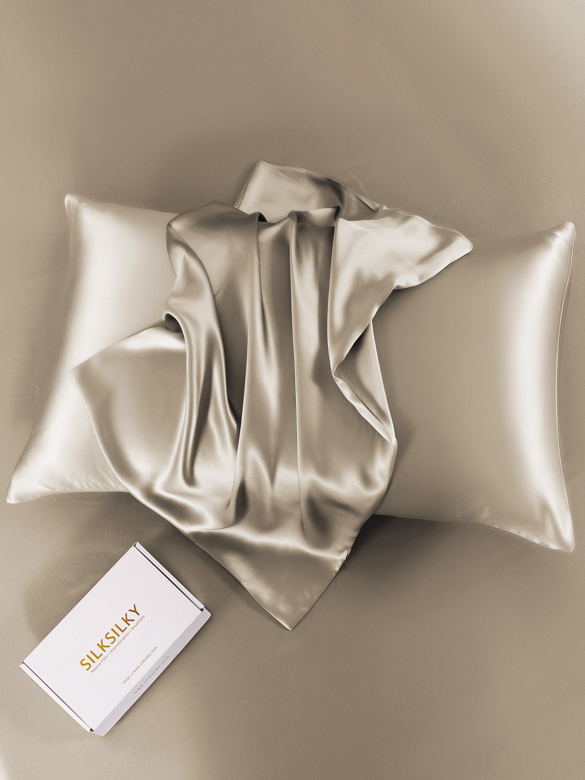 SilkSilky-UK 19Momme Pure Silk Pillowcase Khaki 007