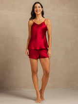 [Wine] SilkSilky-UK Spaghetti Strap V Neck Camisole Set 007