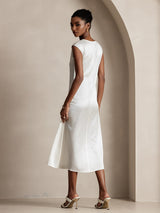 [White] SilkSilky-UK Cap Sleeve Dress 002