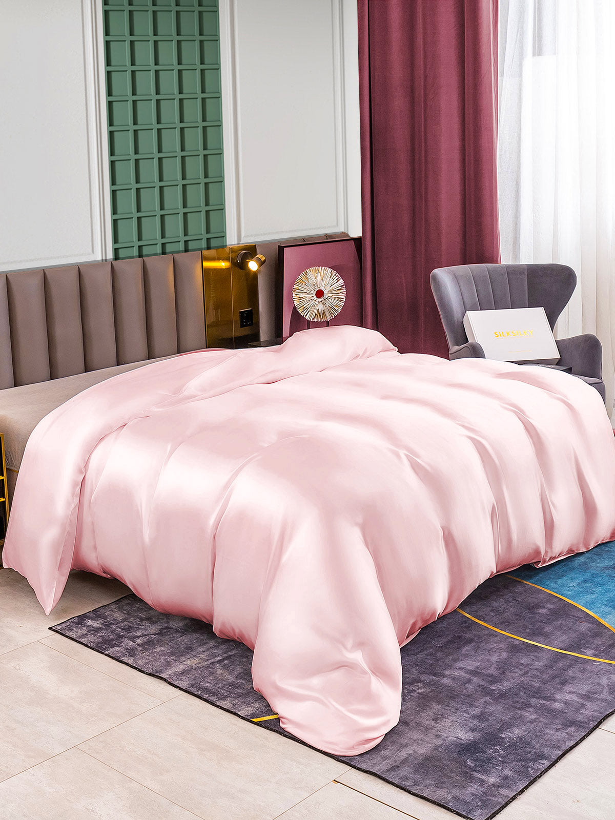 SilkSilky UK 25Momme Pure Silk Duvet Cover Pink 001