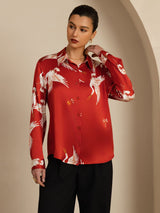 [Wine] SilkSilky-UK Long Sleeve Lapel Collar Women's Shirt 001
