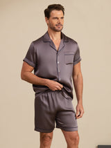 [Purple Gray] SilkSilky-UK Short Sleeve Notch Collar Men's Pyjamas 006