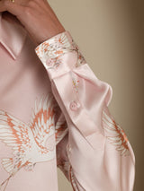 [Pink] SilkSilky-UK Long Sleeve Lapel Collar Women's Shirt 002