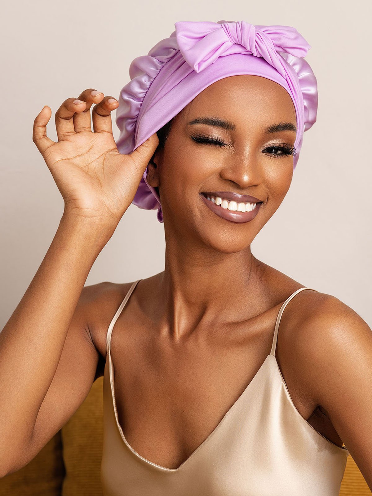 [Lavender] SilkSilky-UK Pure Silk Sleep Cap 003