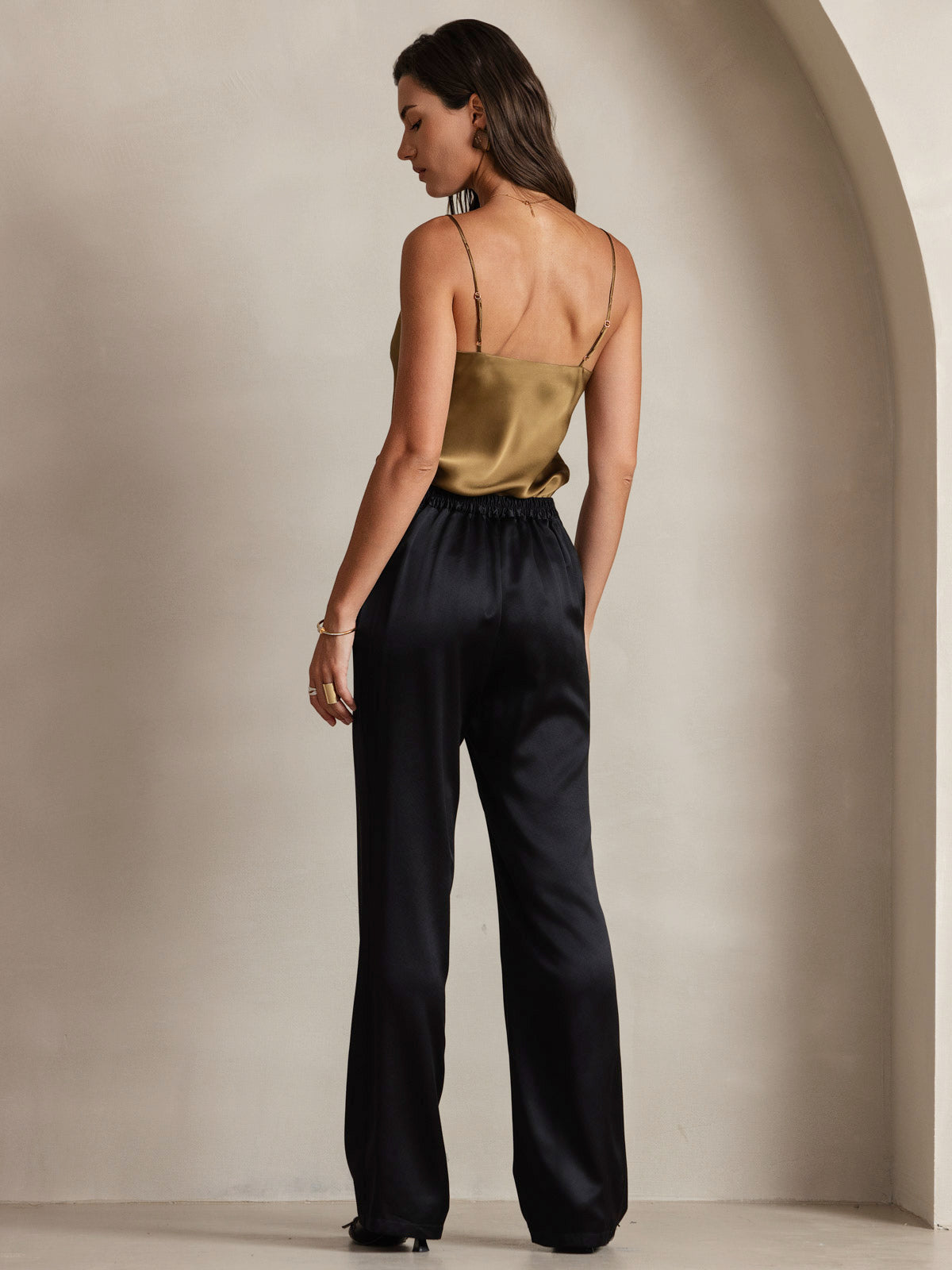 [Coffee] SilkSilky-UK Pure Silk V Neck Camisole 004