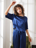 SilkSilky-UK-Pure-Silk-Half-Sleeve-Round-Neck-Women's-Pyjamas-Dark-Blue-004