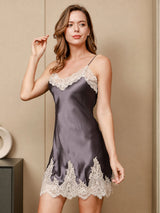 [Purple Gray] SilkSilky-UK 3/4 Sleeve V Neck Nightdress&Dressing gowns 004