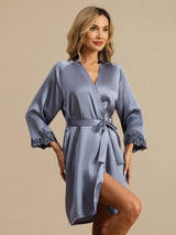 [Light Blue] SilkSilky-UK 3/4 Sleeve Women's Dressing Gown 001