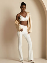 [Champagne] SilkSilky-UK 19Momme Stretch Silk Charmeuse Long Sleeve Women's Outerwear 006