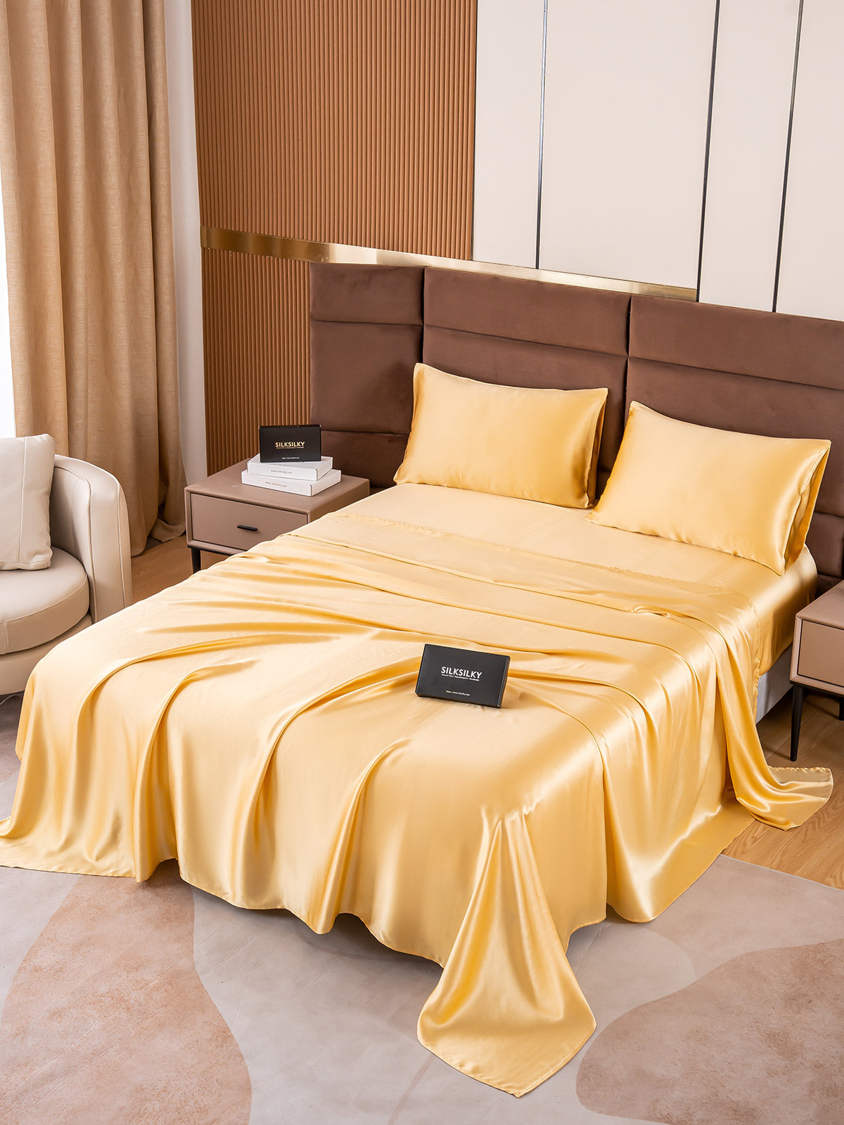 SilkSilky UK 19Momme Pure Silk Bedding Set Champagne 002