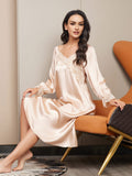 SilkSilky UK Pure Silk Long Sleeve Nightgown Champagne 005