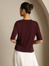 [Windsor Wine] SilkSilky-UK Half Sleeve Crew Neck Women's T-Shirt 002