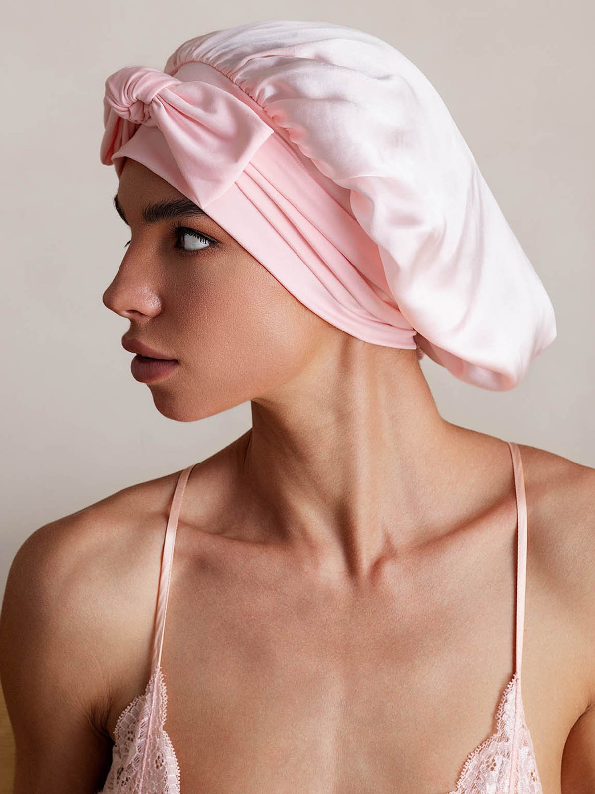 [Light Pink] SilkSilky-UK Pure Silk Sleep Cap 002