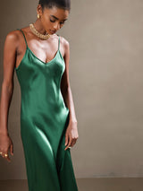 [Green] SilkSilky-UK Spaghetti Strap V Neck Dress 004