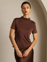 [Coffee] SilkSilky-UK Short Sleeve Women's T-Shirt 008