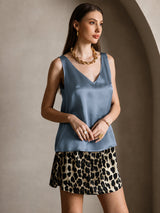 [Real Teal] SilkSilky-UK Sleeveless V Neck Camisole 001