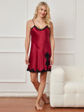 SilkSilky UK Pure Silk Sleeveless V Neck Nightdress Wine 004