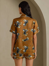 [Brown Lion] SilkSilky-UK Short Sleeve Notch Collar Women's Pyjamas 002