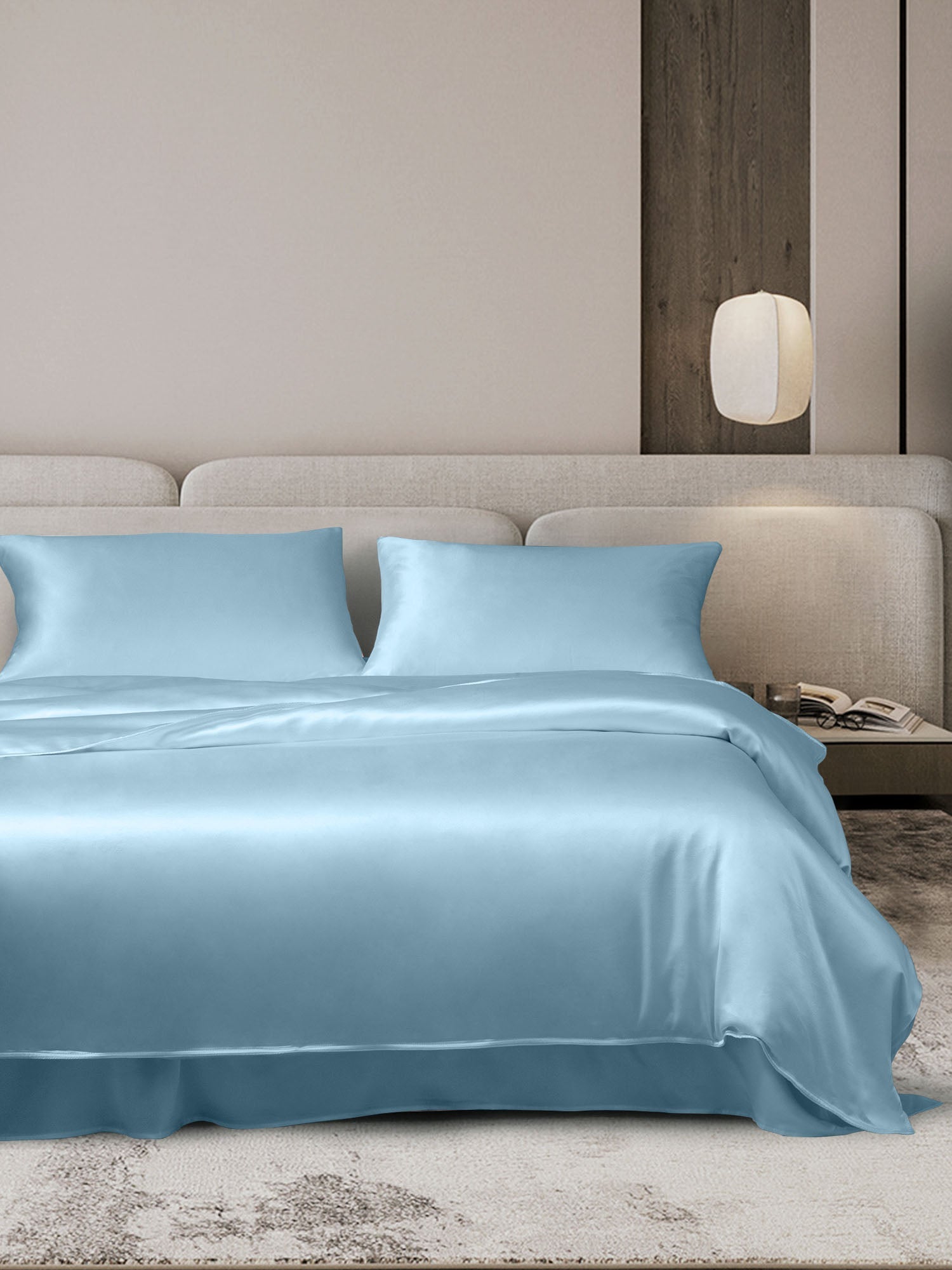 [Light Blue] SilkSilky-UK 19Momme Bed Linen Set 001