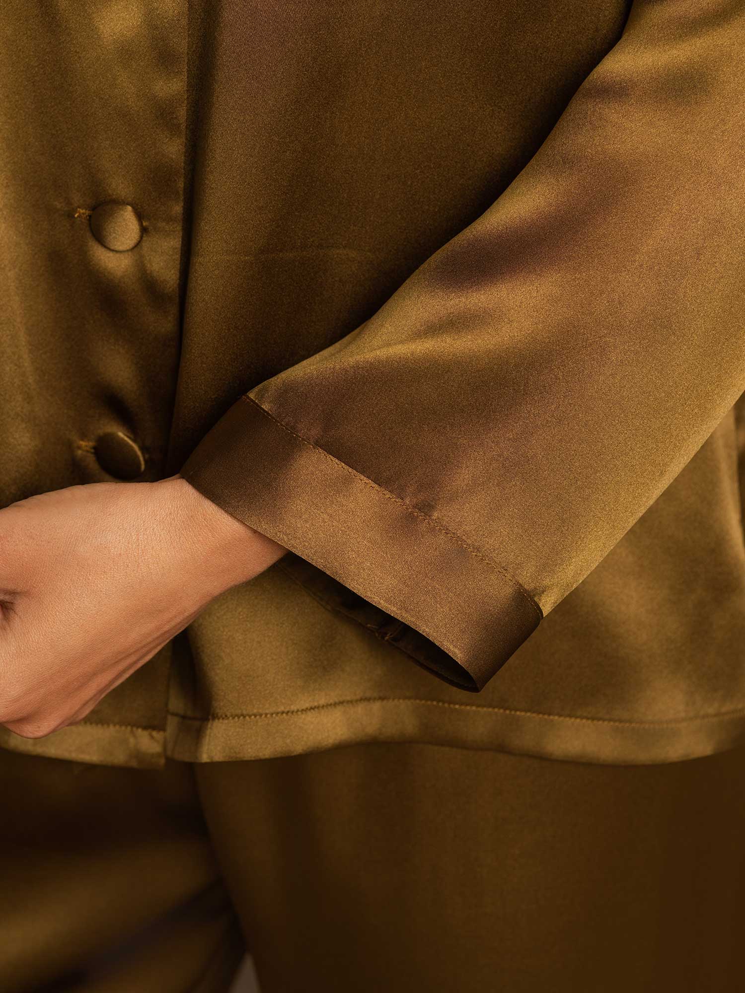 [Brown] SilkSilky-UK Long Sleeve Notch Collar Women's Pyjamas 008