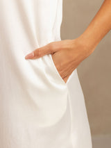 [White] SilkSilky-UK 19Momme Machine-Washable Silk Sleeveless Scoop Neck Nightdress 005