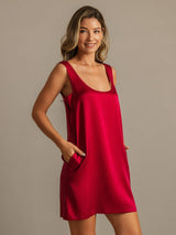 [Wine] SilkSilky-UK 19Momme Machine-Washable Silk Sleeveless Scoop Neck Nightdress 006