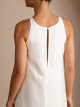 [White] SilkSilky-UK Sleeveless Crew Neck Dress 004