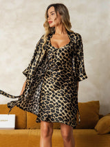 [Leopard] SilkSilky-UK Pure Silk V Neck Nightdress&Dressing gowns 006,