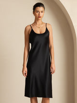 [Black] SilkSilky-UK Spaghetti Strap U Neck Dress 004
