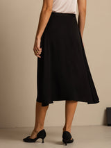 [Black] SilkSilky-UK 19Momme Stretch Silk Double Georgette Skirt 002