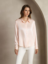 [Light Pink] SilkSilky-UK Long Sleeve Lapel Collar Women's Shirt 001