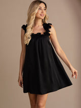 [Black] SilkSilky-UK Sleeveless Square Neck Nightdress 001