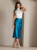 SilkSilky-UK 19Momme Pure Silk Skirt Teal 004