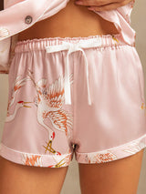 [Pink] SilkSilky-UK Short Sleeve Lapel Collar Women's Pyjamas 005