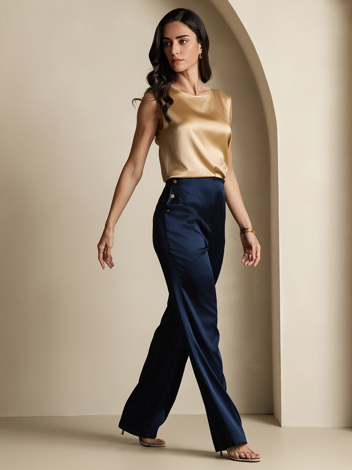 [Dark Blue] SilkSilky-UK 19Momme Silk Womens Pants 007