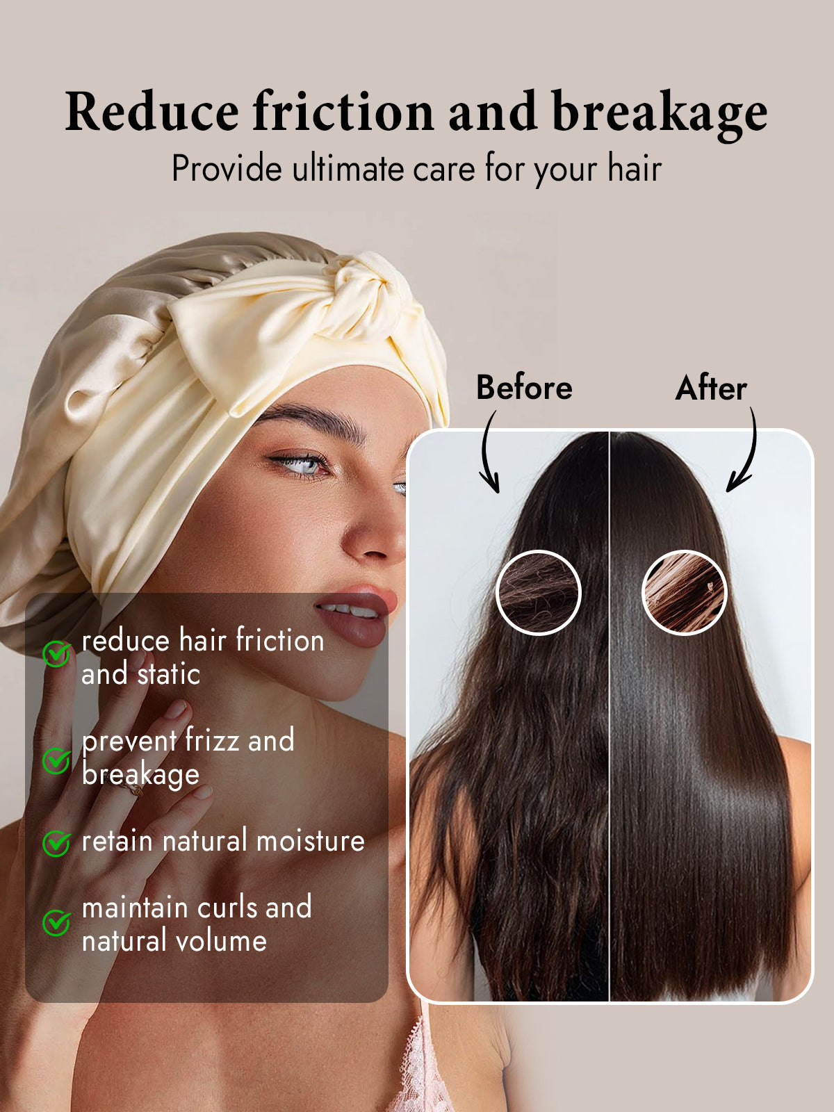 [Beige] SilkSilky-UK Pure Silk Sleep Cap 003