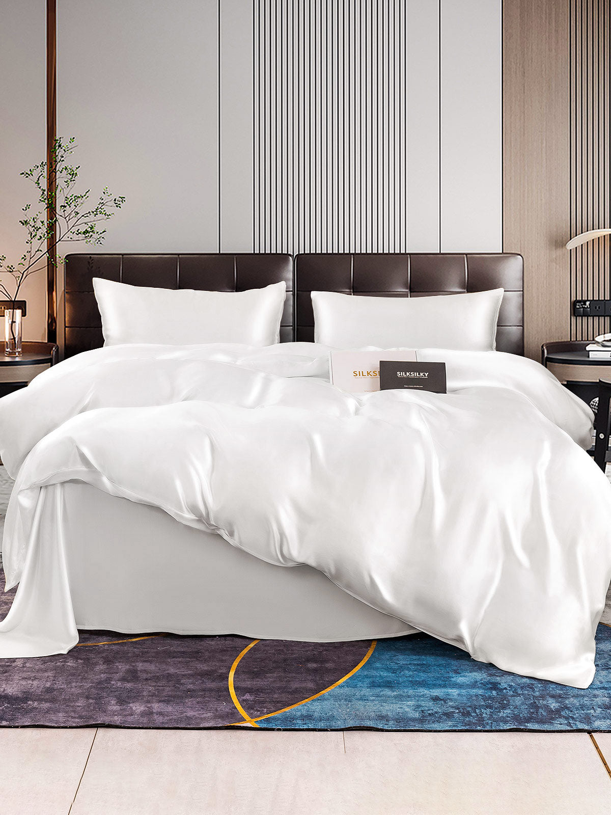 [White] SilkSilky-UK 22Momme Bed Linen Set 001