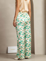 [Green Floral] SilkSilky-UK 19Momme Silk Womens Pants 002