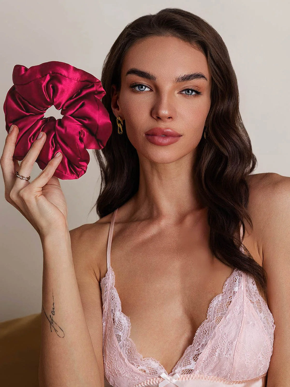 [Wine] SilkSilky-UK Pure Silk Scrunchie 003
