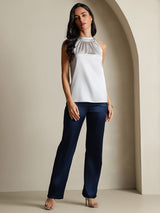 [Light Gray] SilkSilky-UK Sleeveless Halter Women's T-Shirt 005
