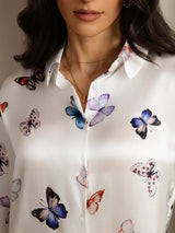 [White Butterfly] SilkSilky-UK 19Momme Silk Collar Women''s Outfit Sets 005