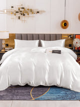 [White] SilkSilky-UK 19Momme Pure Silk Bedding Set 001