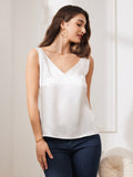 SilkSilky UK Pure Silk Sleeveless V Neck Camisole White 001