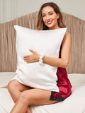 SilkSilky UK 19Momme Pure Silk Pillowcase Set White 001